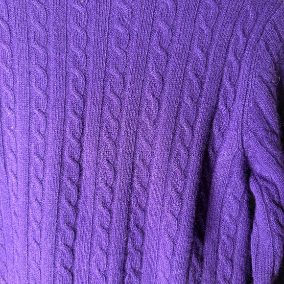 Ralph Lauren Merino Wool Angora Cable Knit Sweater Purple Sz Large - Picture 3 of 6